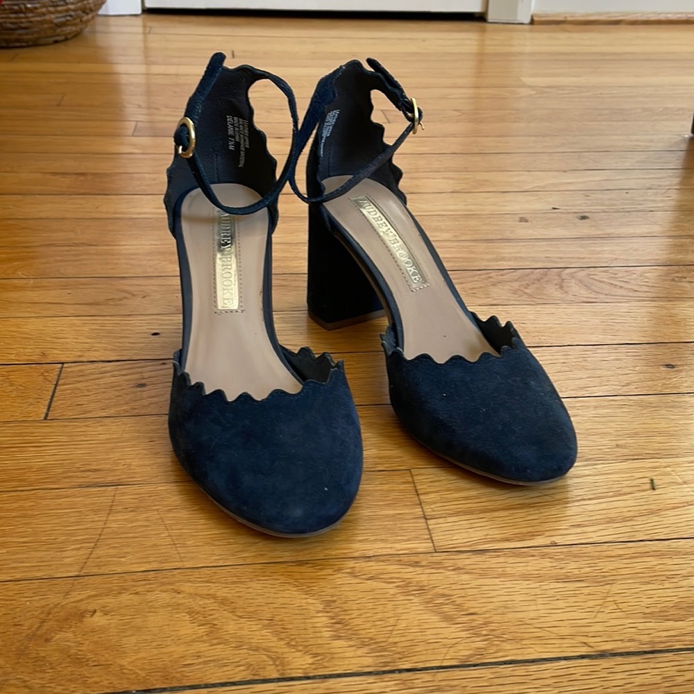 Audrey Brooke Navy Blue Block Heels